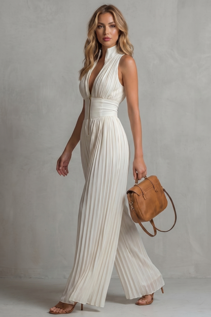 Seraphina – Pleated halter elegance – Wide-leg jumpsuit
