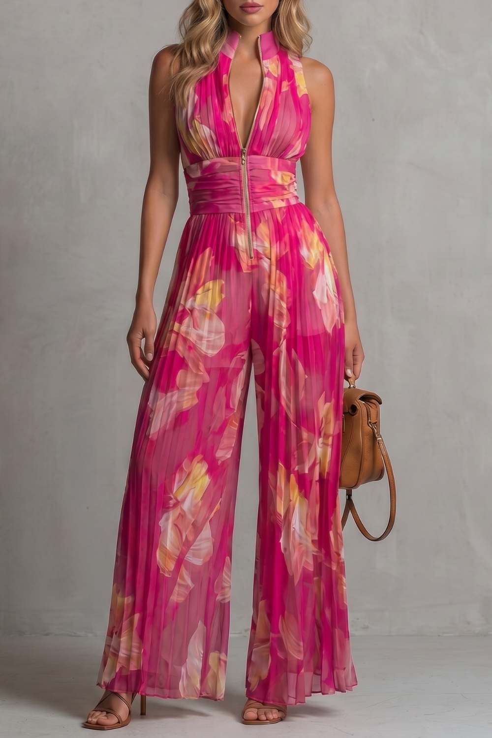 Seraphina – Pleated halter elegance – Wide-leg jumpsuit
