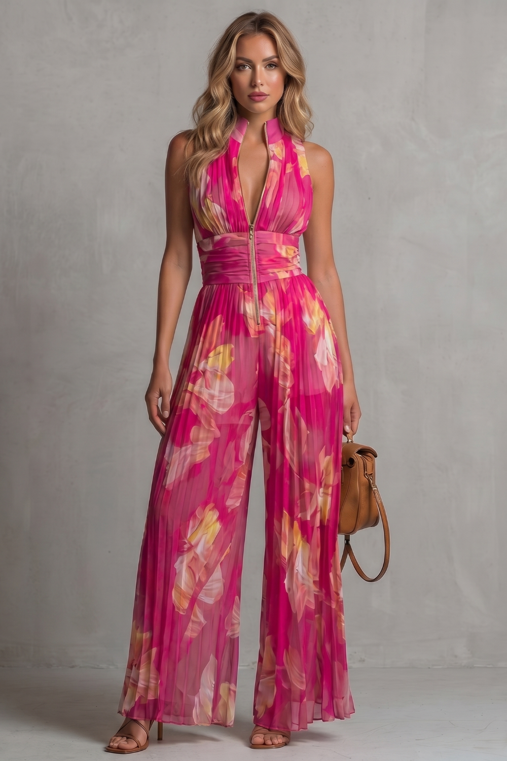 Seraphina – Pleated halter elegance – Wide-leg jumpsuit