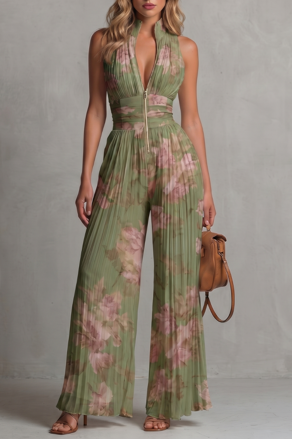 Seraphina – Pleated halter elegance – Wide-leg jumpsuit