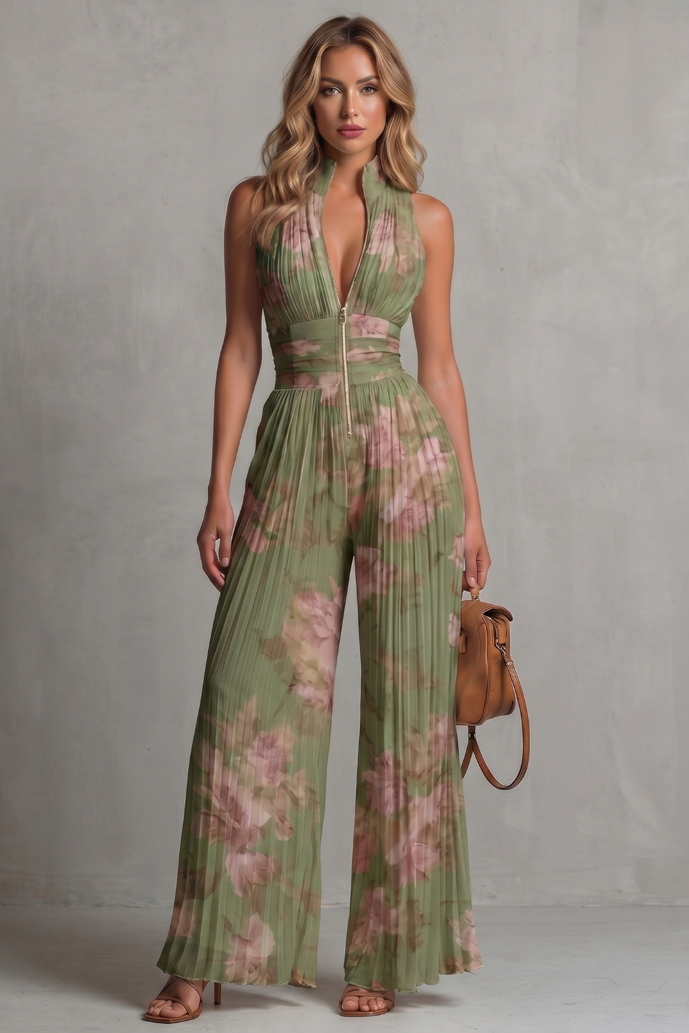 Seraphina – Pleated halter elegance – Wide-leg jumpsuit