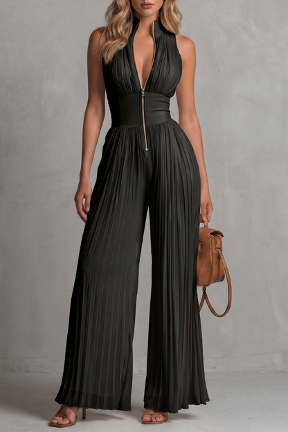 Seraphina – Pleated halter elegance – Wide-leg jumpsuit