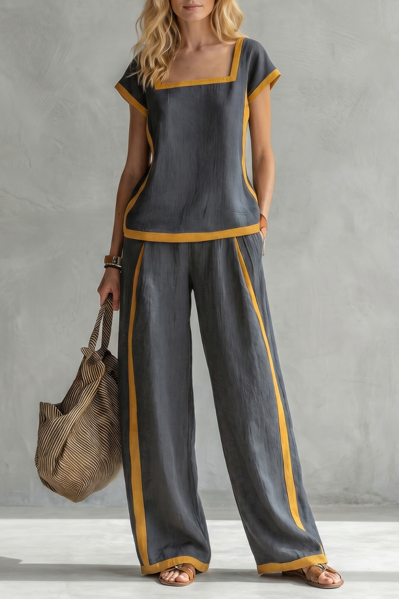Serelisse – Contrast trim relaxed silhouette – Two-piece set