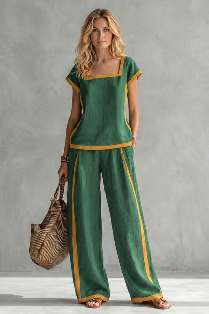 Serelisse – Contrast trim relaxed silhouette – Two-piece set