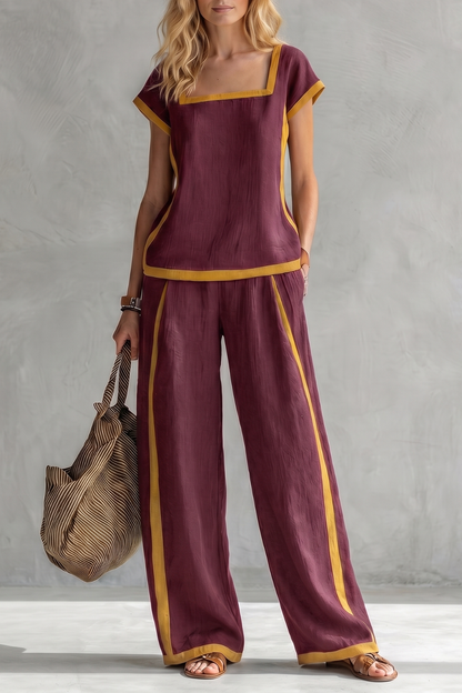 Serelisse – Contrast trim relaxed silhouette – Two-piece set
