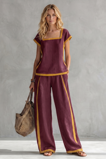 Serelisse – Contrast trim relaxed silhouette – Two-piece set