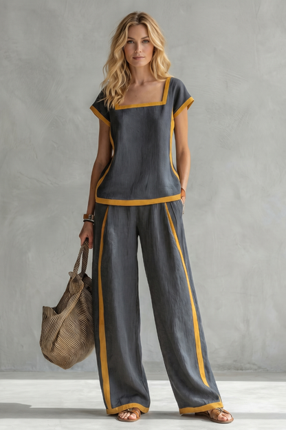 Serelisse – Contrast trim relaxed silhouette – Two-piece set
