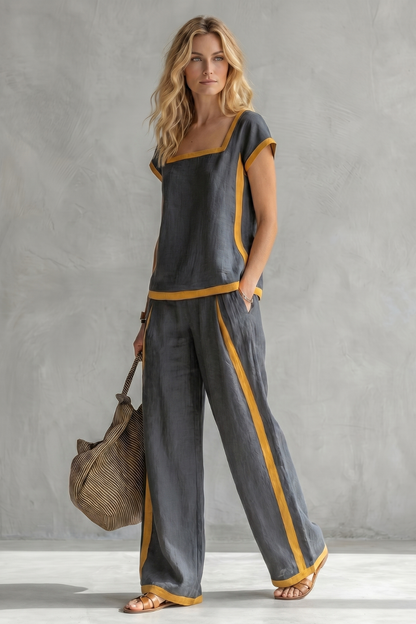 Serelisse – Contrast trim relaxed silhouette – Two-piece set