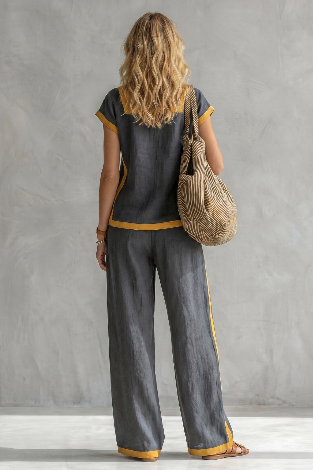 Serelisse – Contrast trim relaxed silhouette – Two-piece set