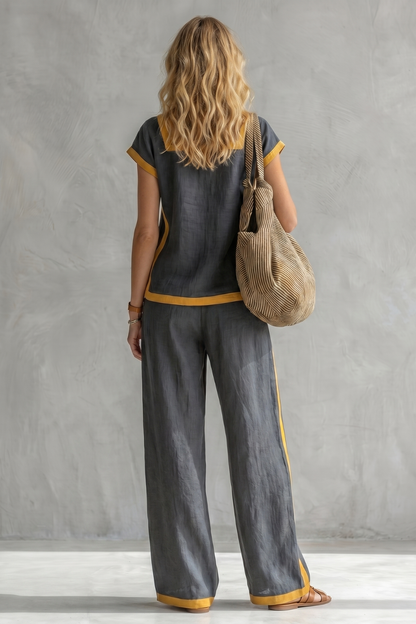 Serelisse – Contrast trim relaxed silhouette – Two-piece set
