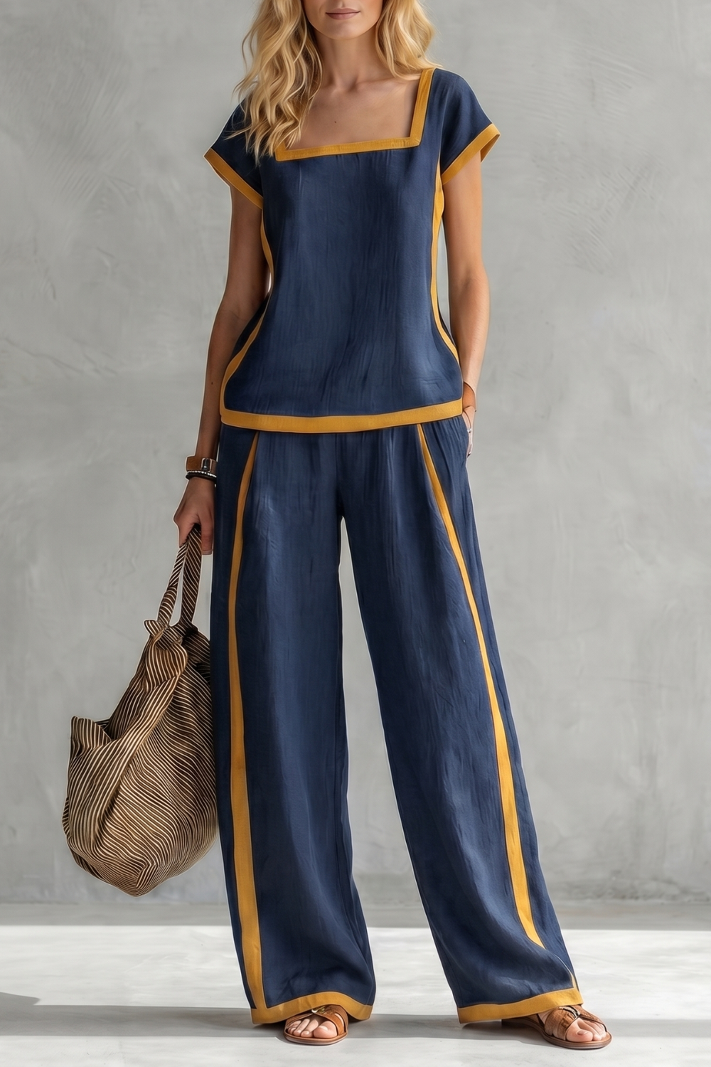 Serelisse – Contrast trim relaxed silhouette – Two-piece set