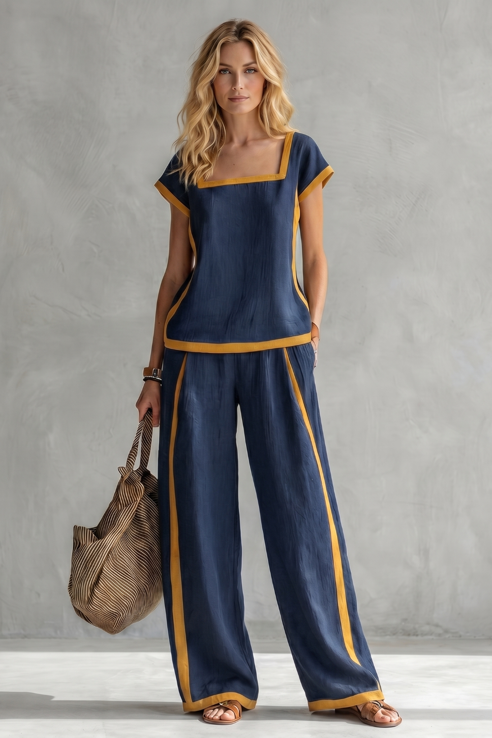 Serelisse – Contrast trim relaxed silhouette – Two-piece set