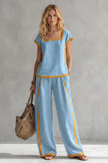 Serelisse – Contrast trim relaxed silhouette – Two-piece set