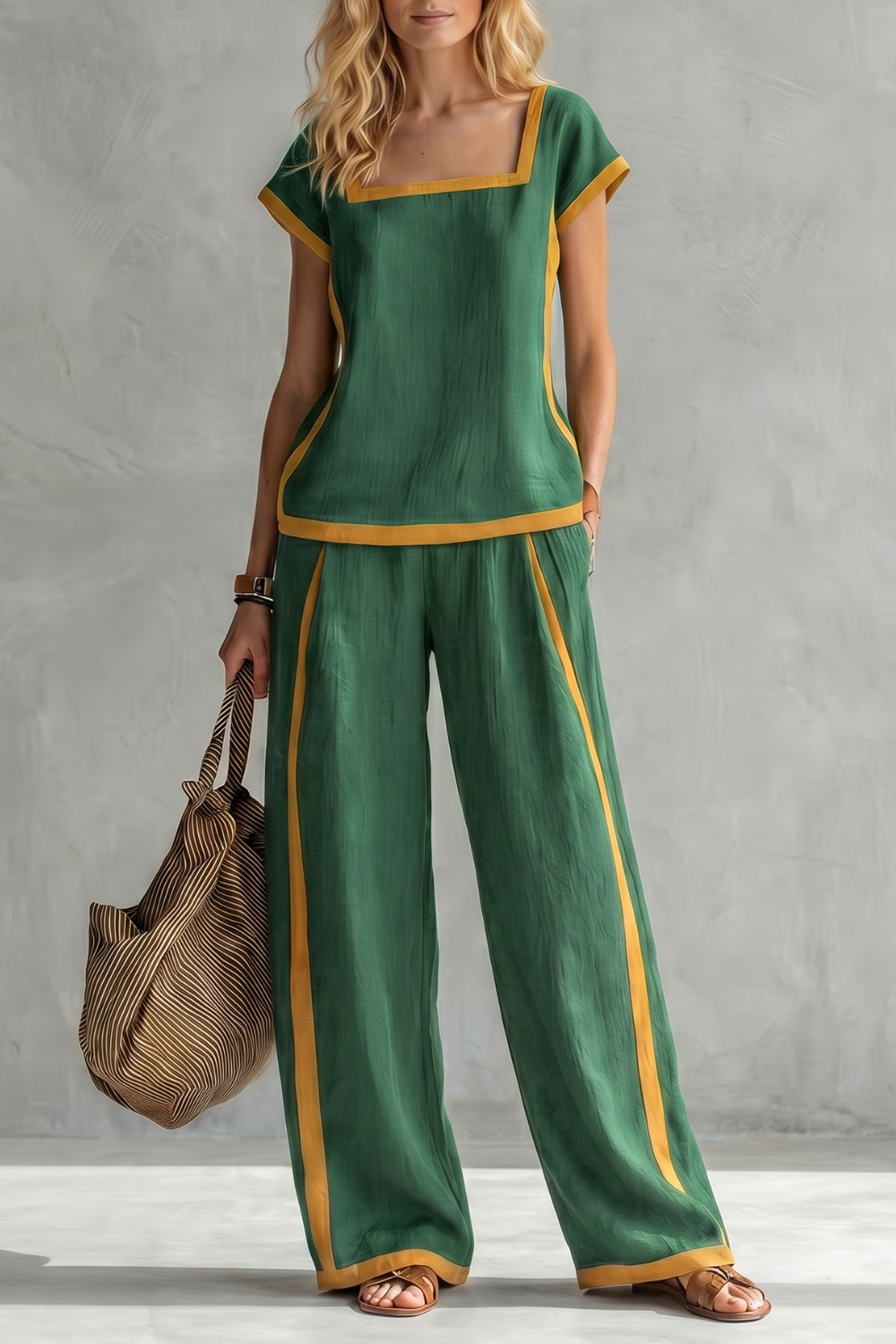 Serelisse – Contrast trim relaxed silhouette – Two-piece set
