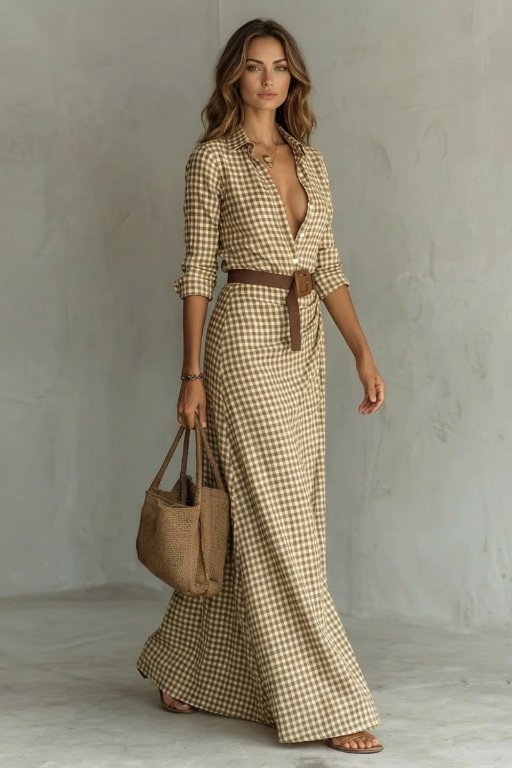 Sienna – Elegant Pleated Belted Dress – Autumn Solid Color Long Shirt Dress