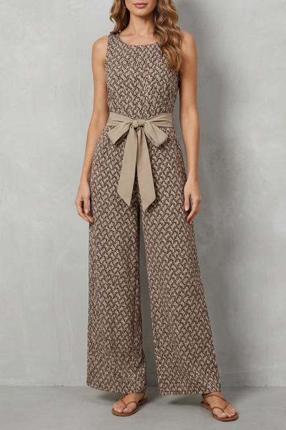 Solanette – Printed tie-waist – Sleeveless jumpsuit