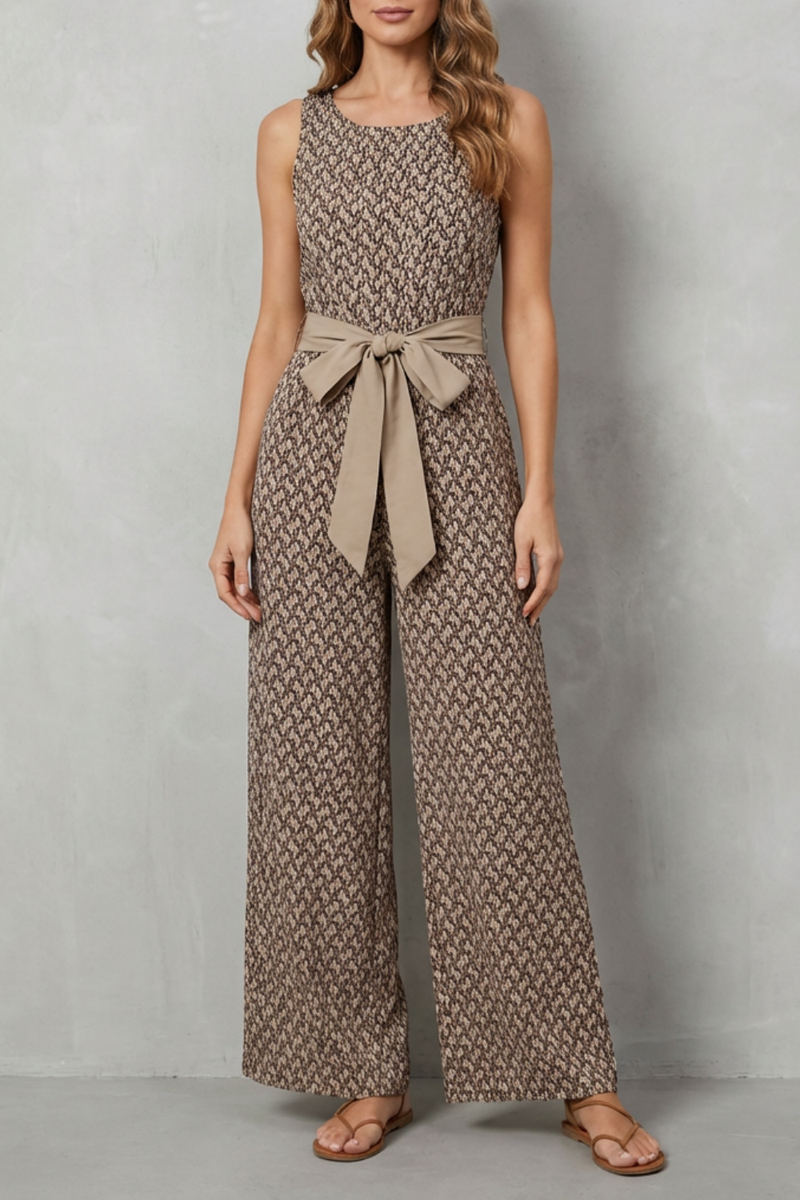 Solanette – Printed tie-waist – Sleeveless jumpsuit
