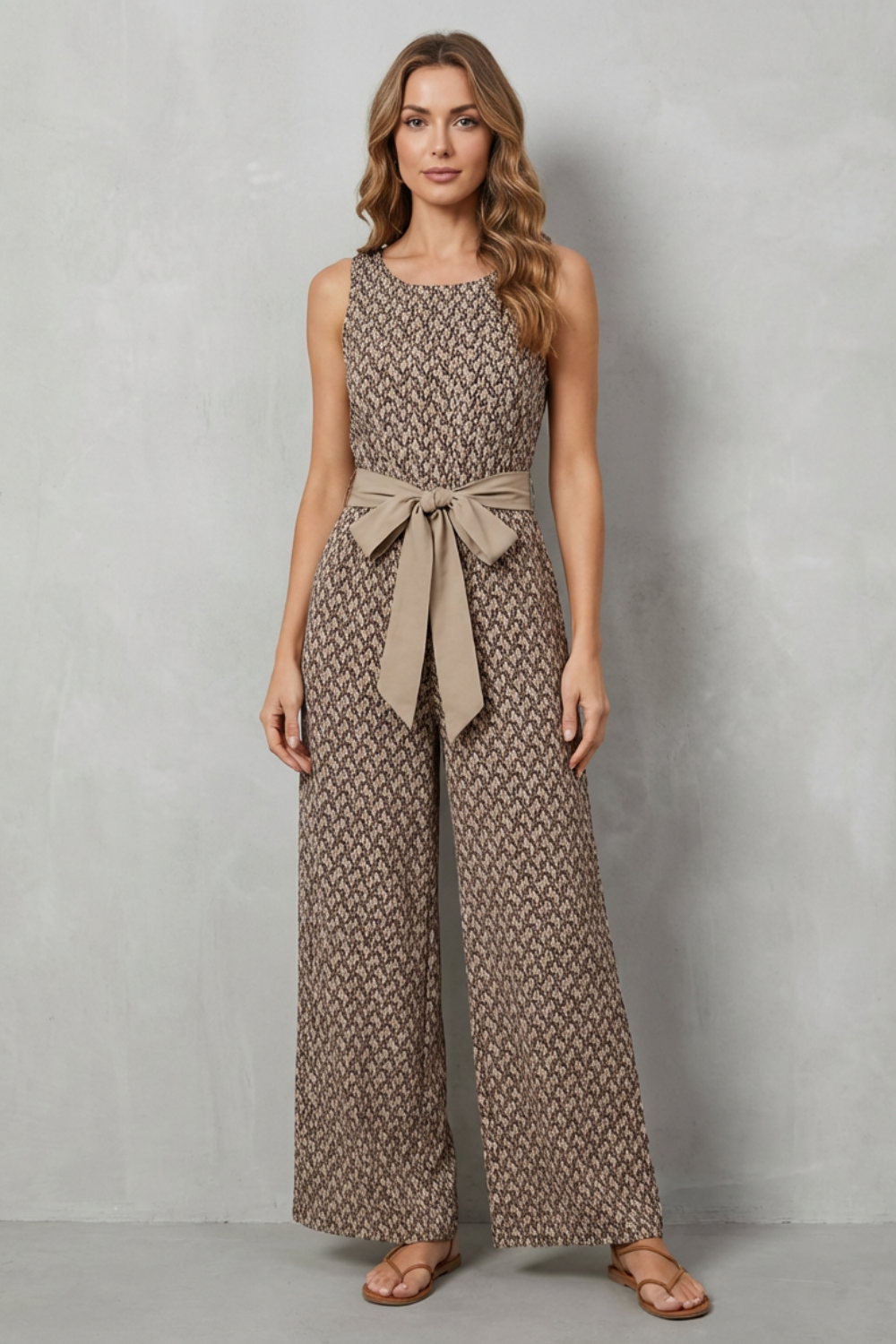 Solanette – Printed tie-waist – Sleeveless jumpsuit