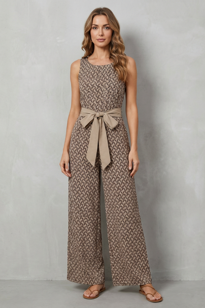 Solanette – Printed tie-waist – Sleeveless jumpsuit
