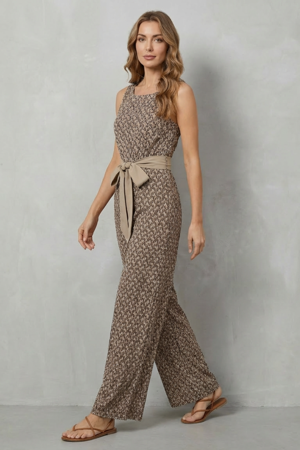 Solanette – Printed tie-waist – Sleeveless jumpsuit