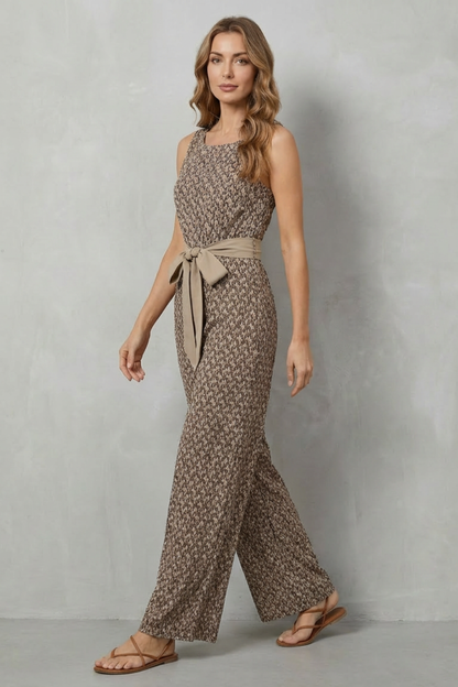 Solanette – Printed tie-waist – Sleeveless jumpsuit