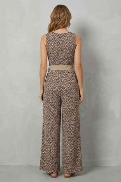 Solanette – Printed tie-waist – Sleeveless jumpsuit