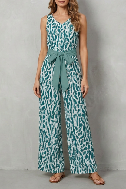 Solanette – Printed tie-waist – Sleeveless jumpsuit