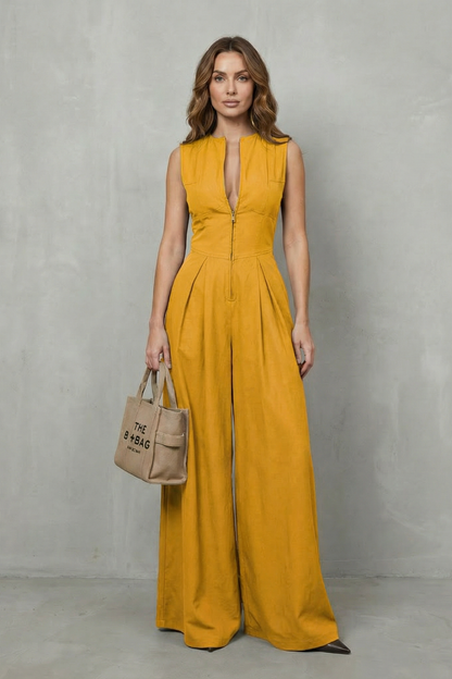 Valerisse – Sculpted zip-front elegance – Wide leg jumpsuit