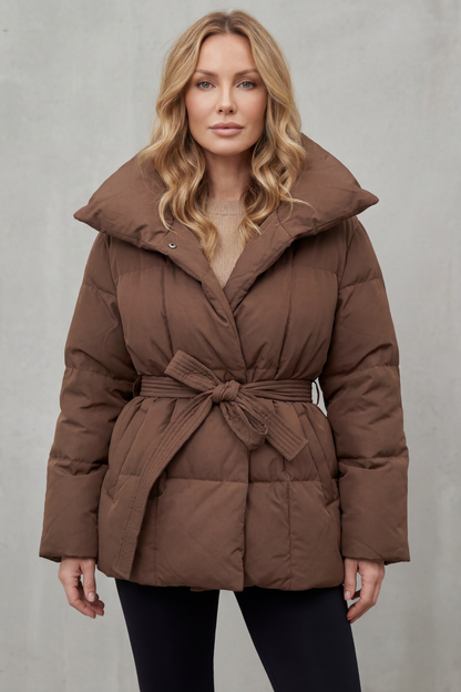 Valmira – Oversized collar – Belted puffer coat