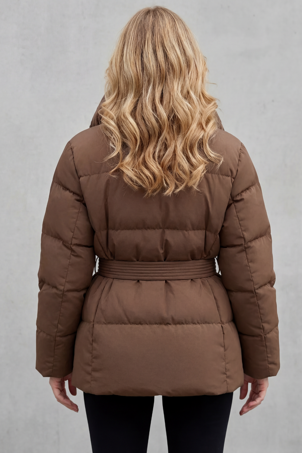 Valmira – Oversized collar – Belted puffer coat
