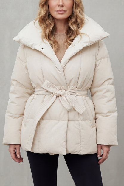 Valmira – Oversized collar – Belted puffer coat