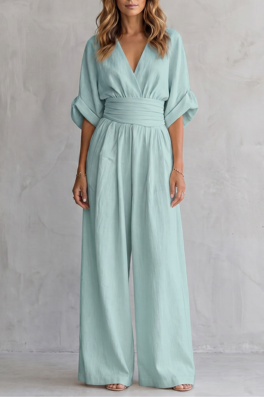 Valoria – Draped waist elegance – Wide-leg jumpsuit