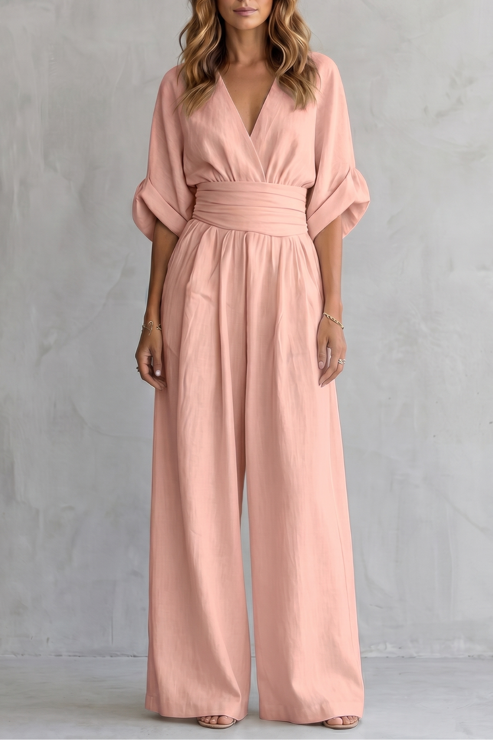 Valoria – Draped waist elegance – Wide-leg jumpsuit