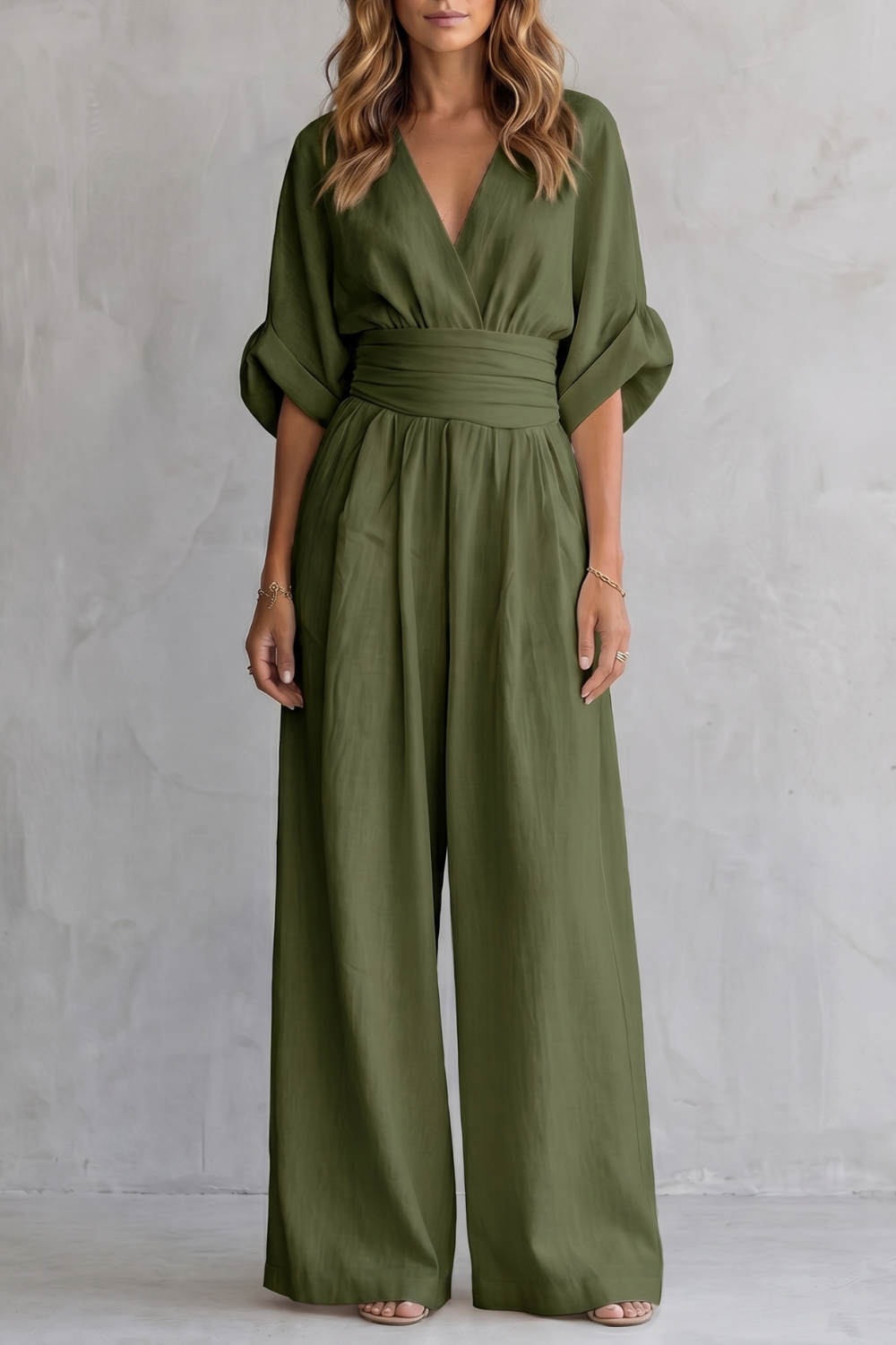 Valoria – Draped waist elegance – Wide-leg jumpsuit