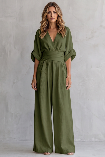Valoria – Draped waist elegance – Wide-leg jumpsuit