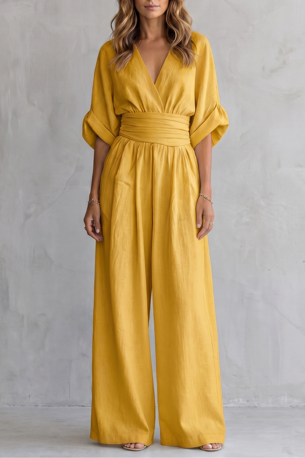 Valoria – Draped waist elegance – Wide-leg jumpsuit