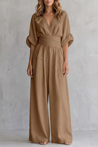 Valoria – Draped waist elegance – Wide-leg jumpsuit