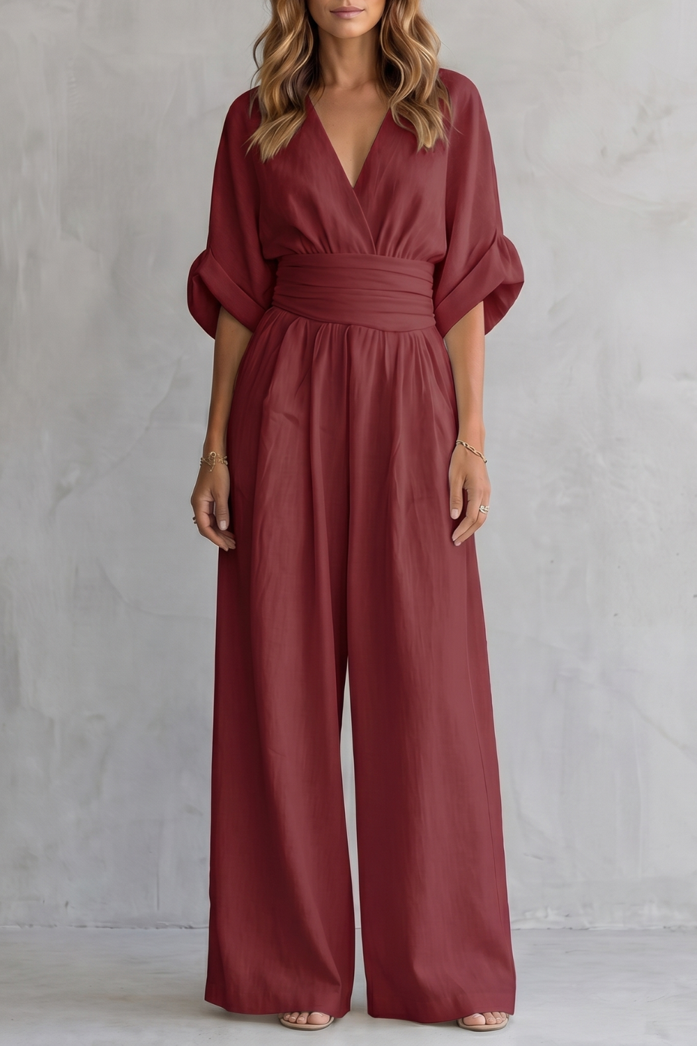 Valoria – Draped waist elegance – Wide-leg jumpsuit