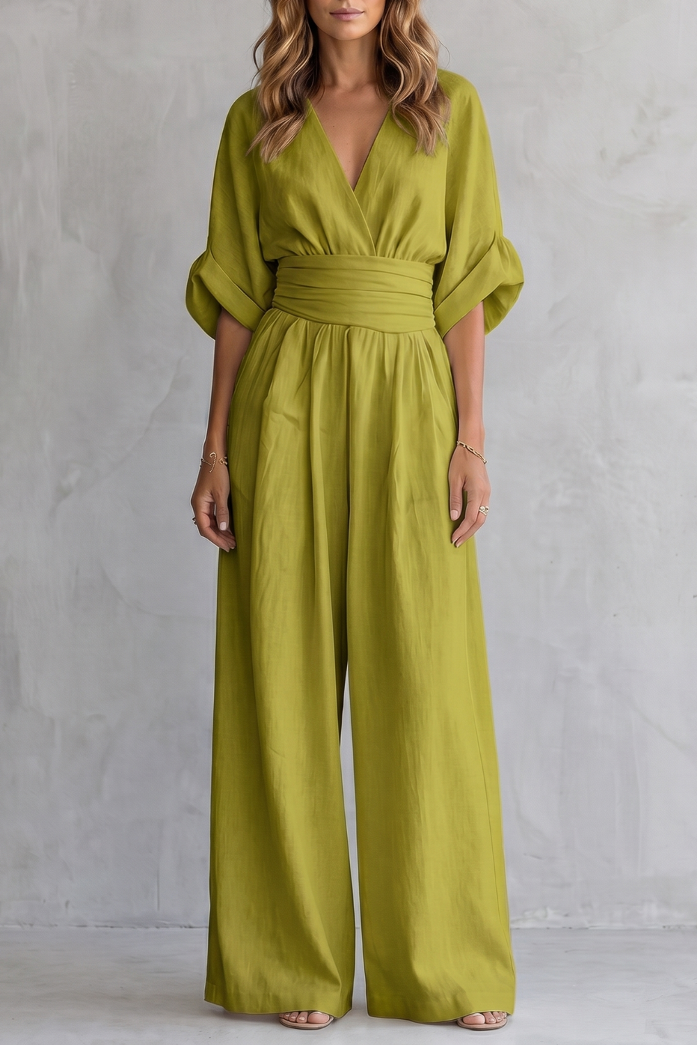 Valoria – Draped waist elegance – Wide-leg jumpsuit