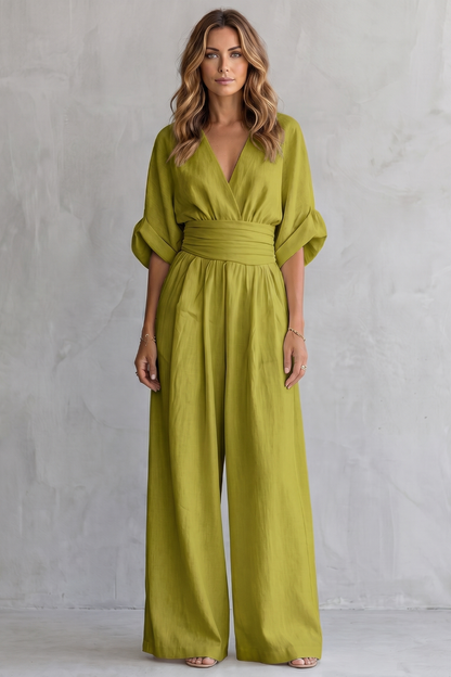 Valoria – Draped waist elegance – Wide-leg jumpsuit