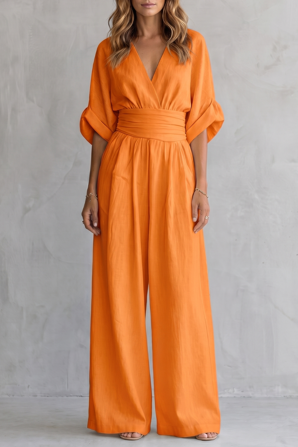 Valoria – Draped waist elegance – Wide-leg jumpsuit