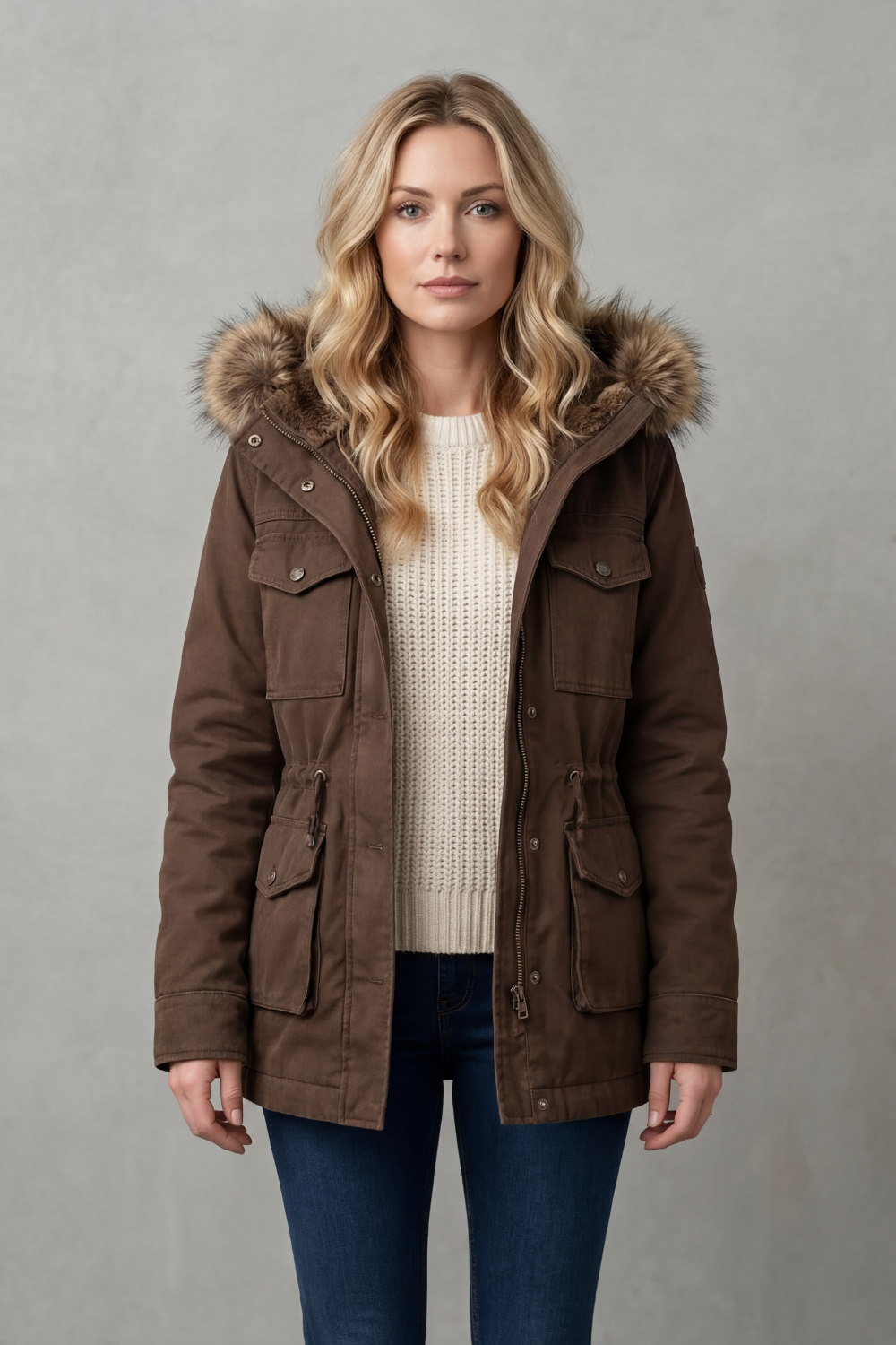 Vellière – Faux fur trim – Hooded parka coat