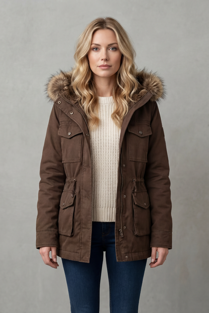 Vellière – Faux fur trim – Hooded parka coat