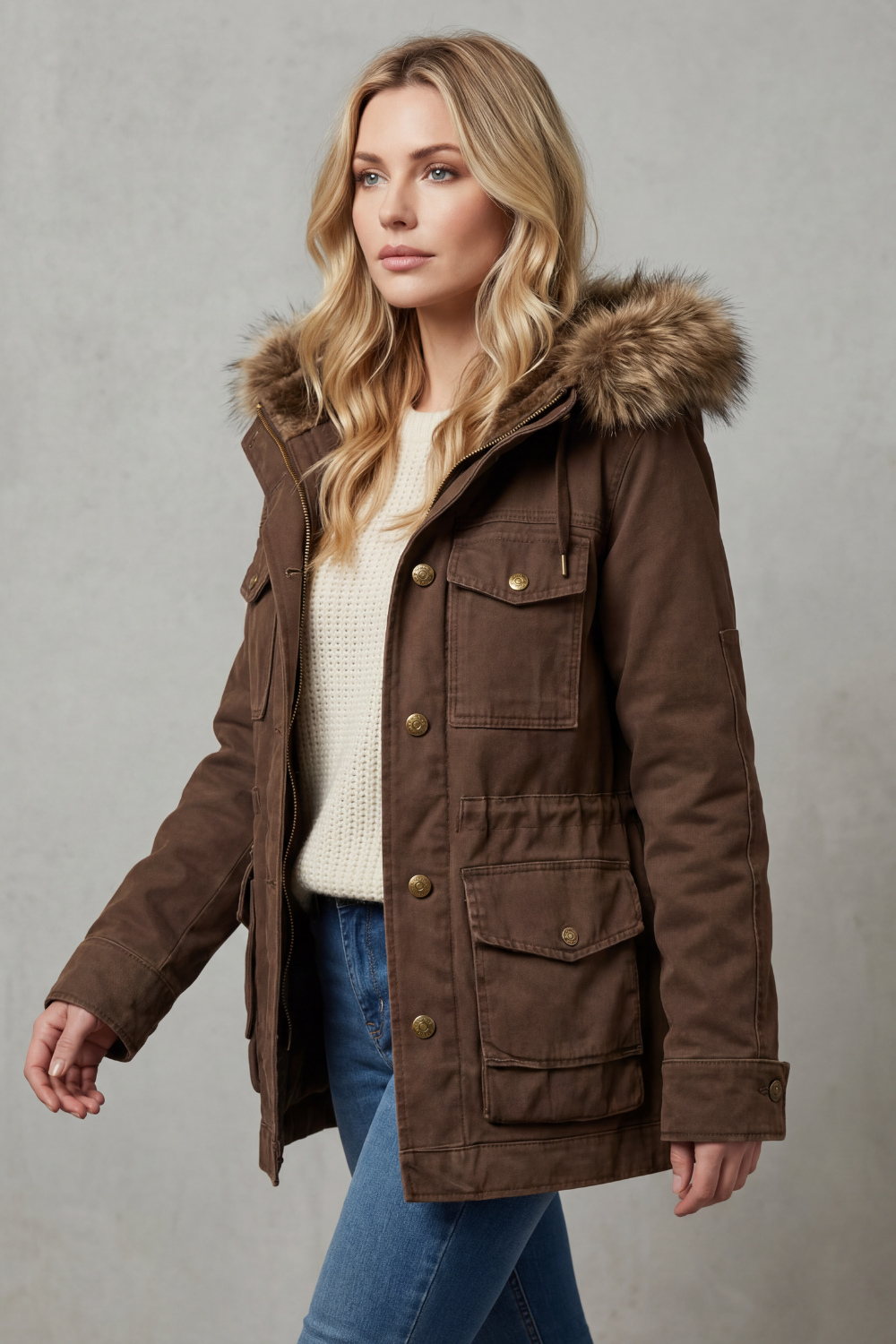 Vellière – Faux fur trim – Hooded parka coat