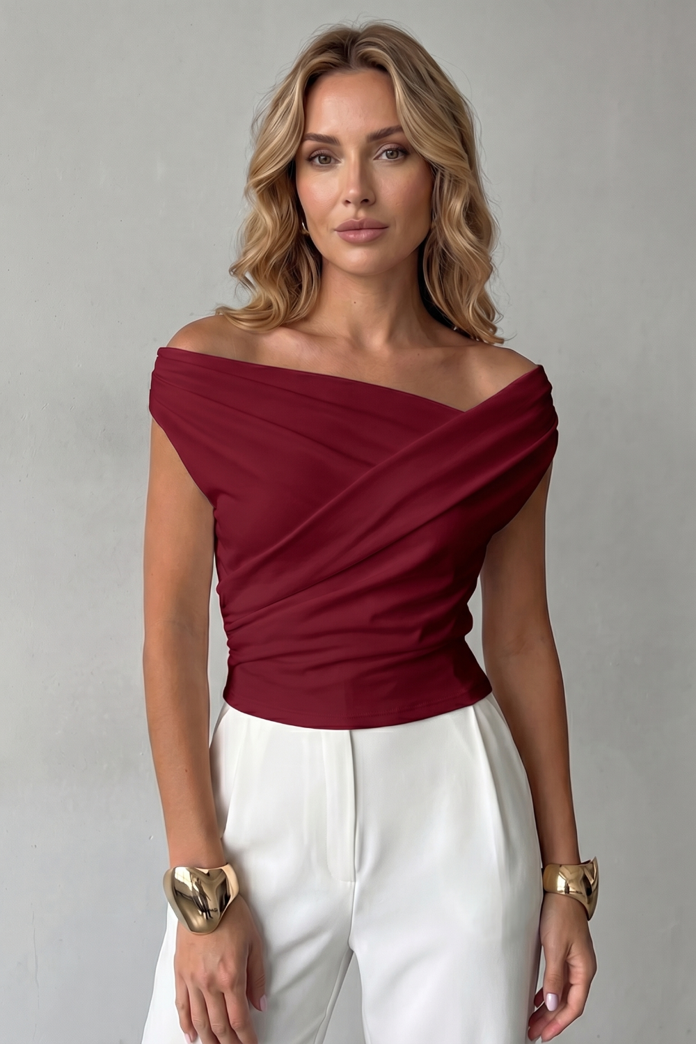 Veloura – Asymmetric draped silhouette – One shoulder top