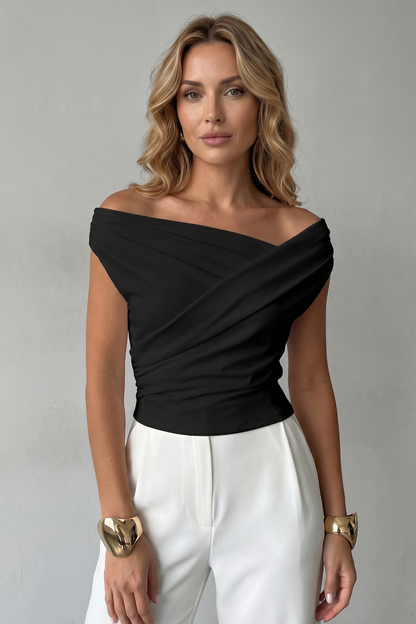 Veloura – Asymmetric draped silhouette – One shoulder top