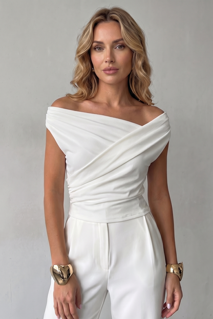 Veloura – Asymmetric draped silhouette – One shoulder top