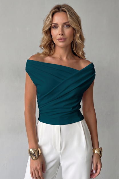Veloura – Asymmetric draped silhouette – One shoulder top