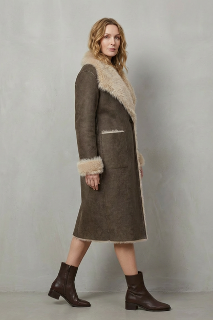 Virellia – Reversible texture – Faux shearling coat
