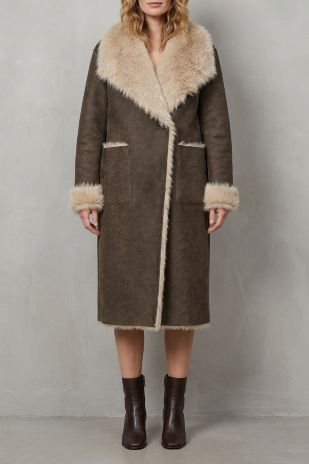 Virellia – Reversible texture – Faux shearling coat